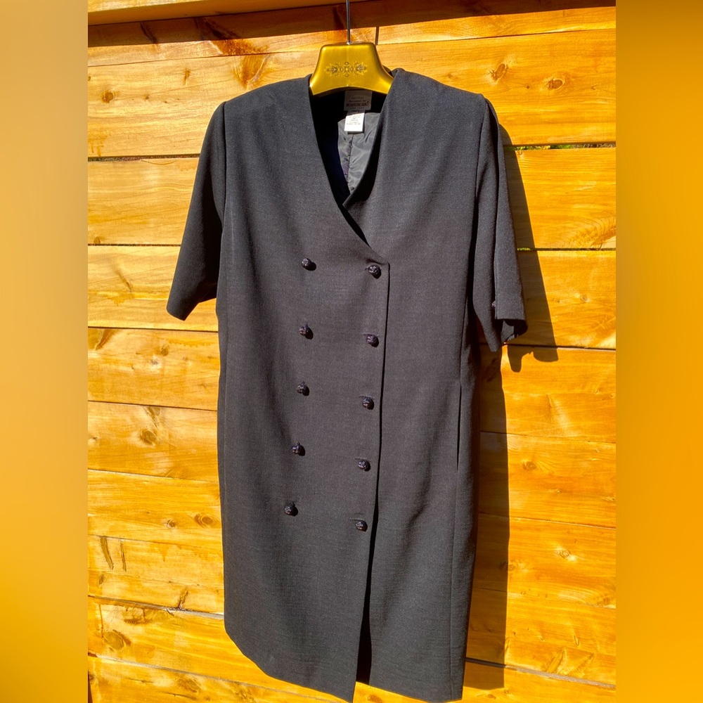 Vintage Brownstone Studio Black Double Breasted  Dress 16 petite